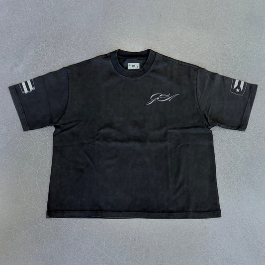 GA Cross Tee - Acid-Wash Black