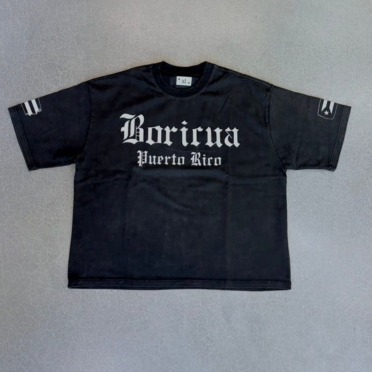 Boricua 787 Tee - Acid-Wash Black